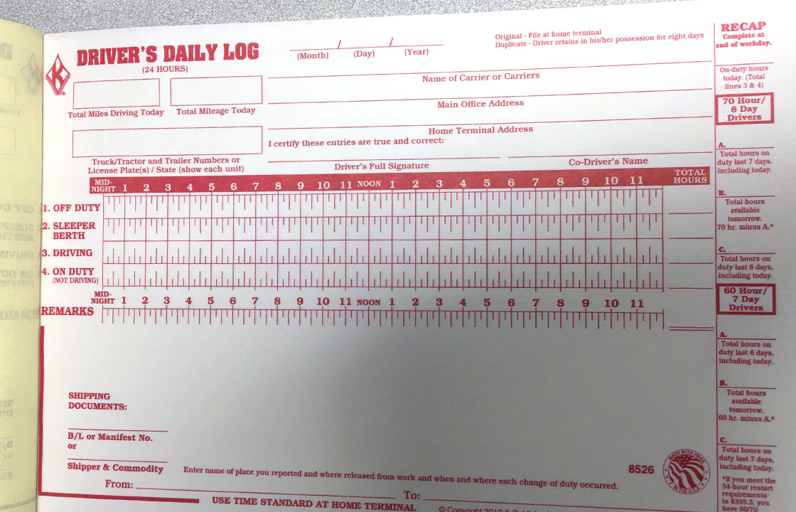 The lovely Driver’s Daily Log